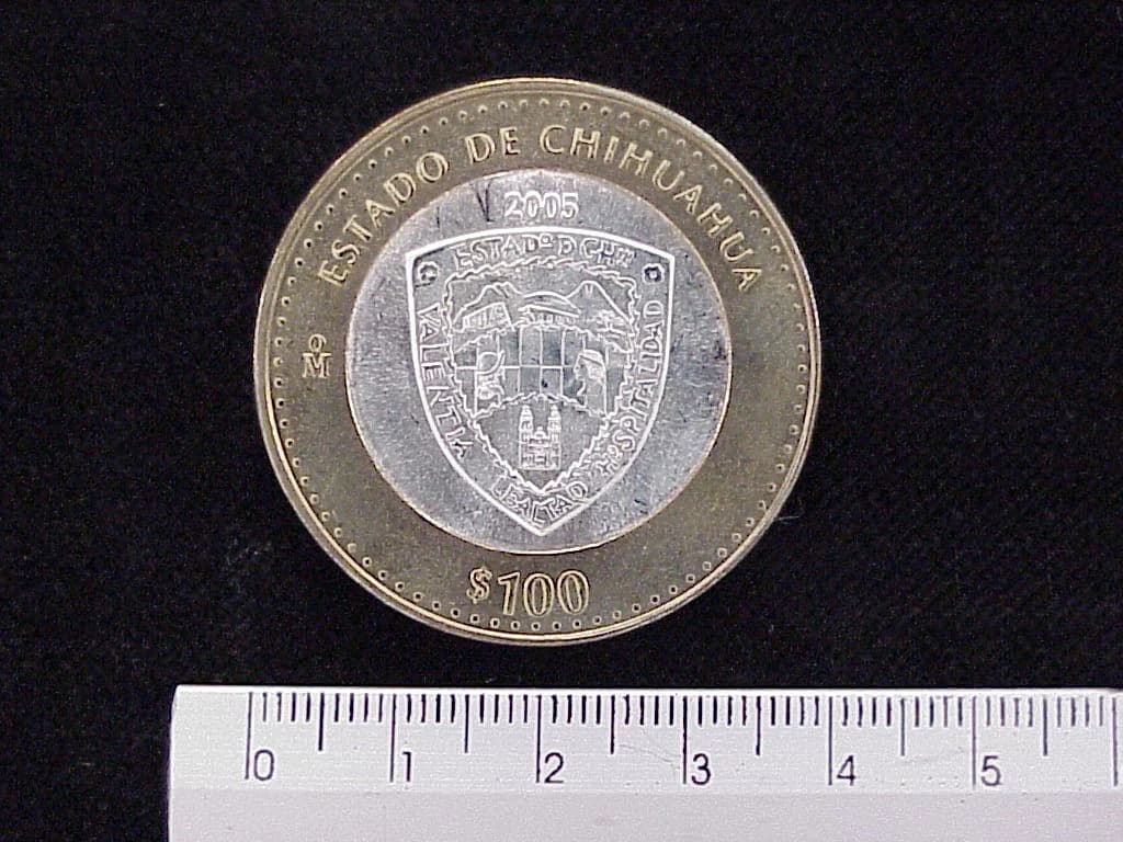 100 Pesos Chihuahua Escudo 2003 · Inventario Banxico 21411 (reverso)