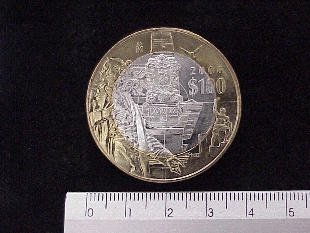 100 Pesos Unión de los Estados Guanajuato segunda etapa cultural 2006 · Inventario Banxico 21600 (reverso)