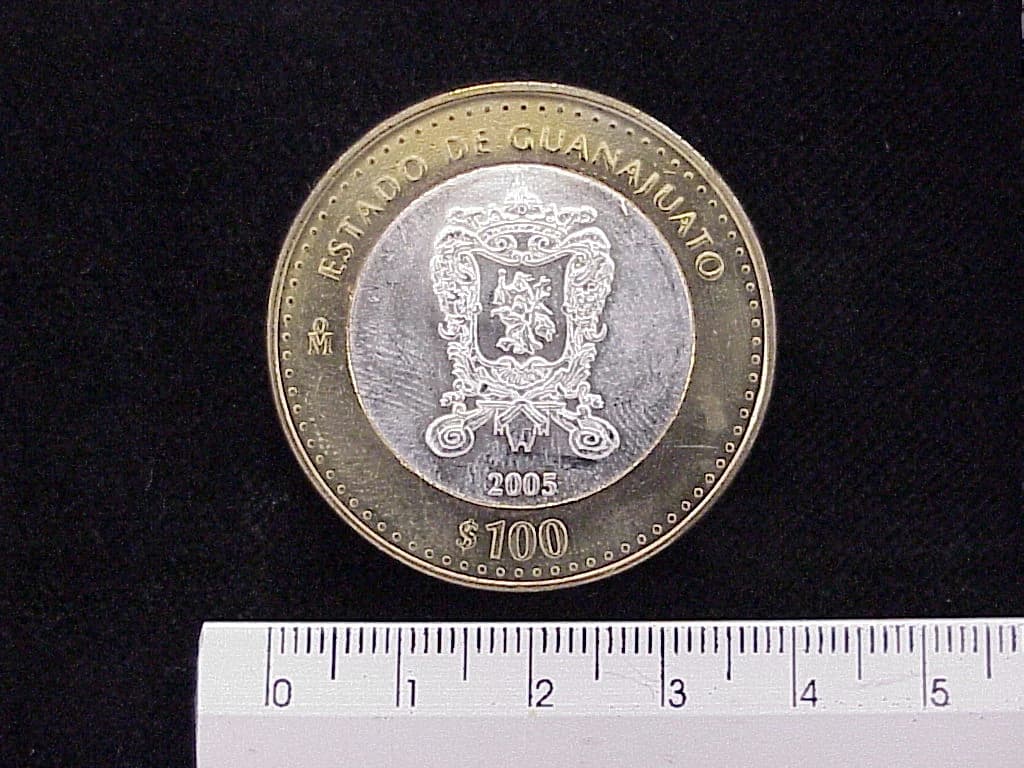 100 Pesos Guanajuato Escudo 2003 · Inventario Banxico 21396 (reverso)