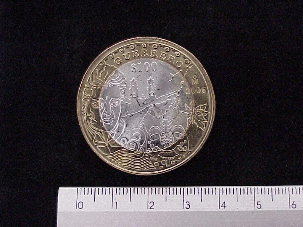 100 Pesos Unión de los Estados Guerrero segunda etapa cultural 2007 · Inventario Banxico 21599 (reverso)