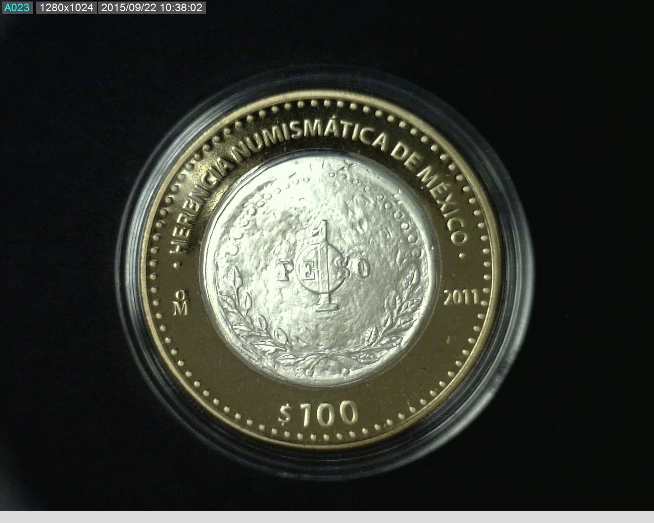 100 Pesos Herencia Numismatica I, Peso de Bolita 2011 · Reverso
