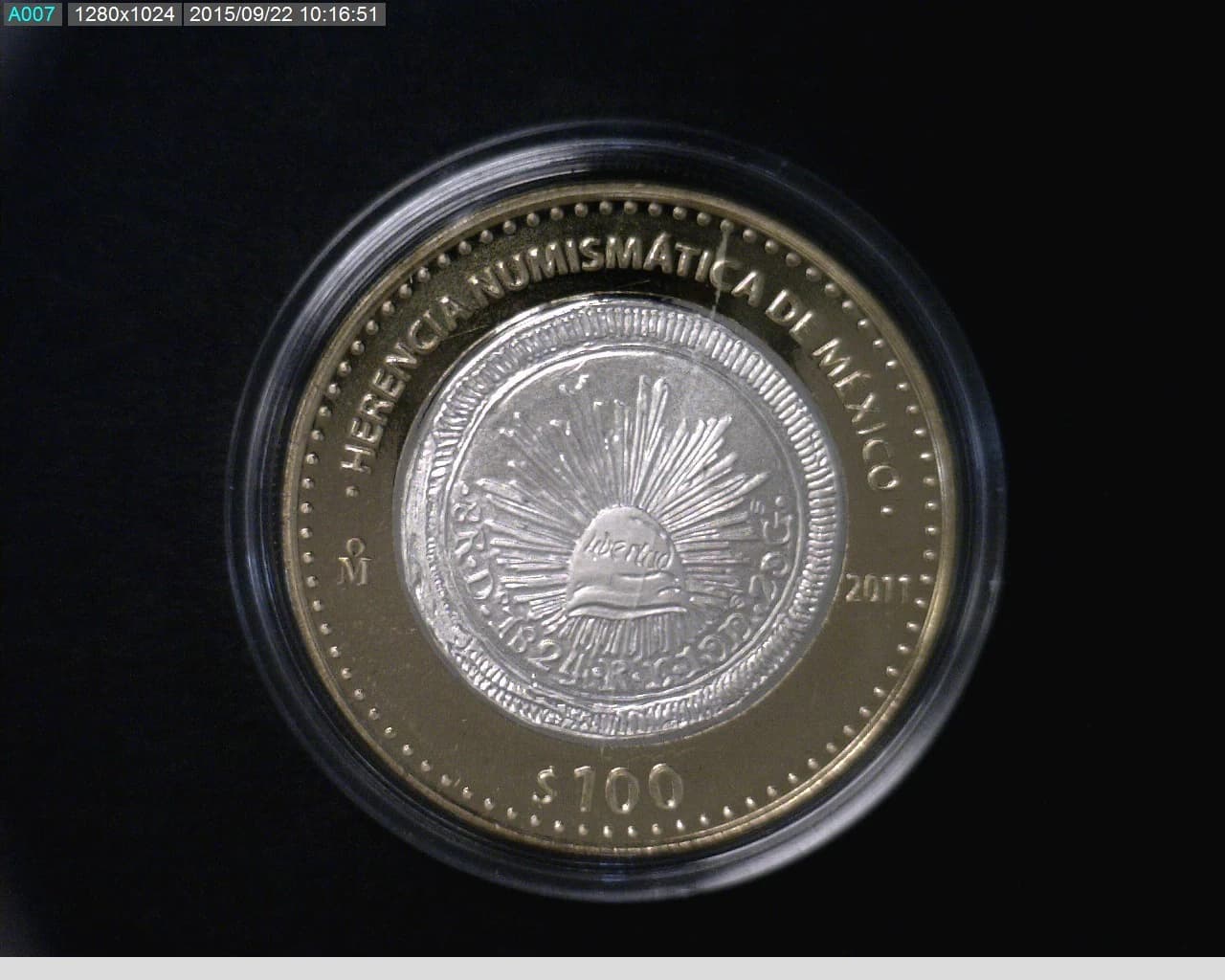 100 Pesos Herencia Numismática I, Resplandor Republicano 2011 · Reverso