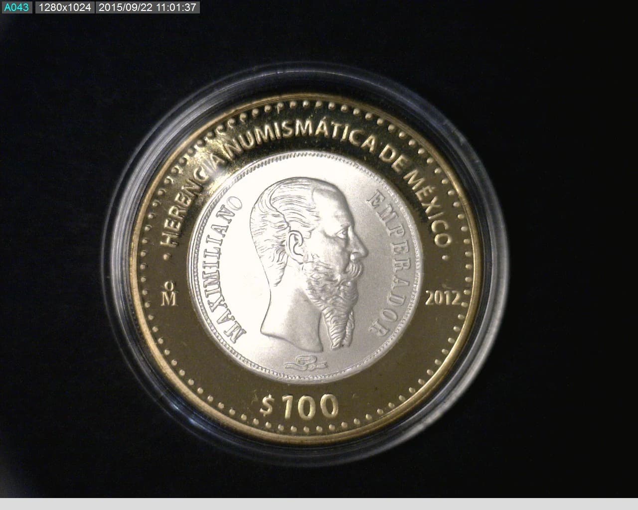 100 Pesos Herencia Numismatica II, Maximiliano 2012 · Reverso