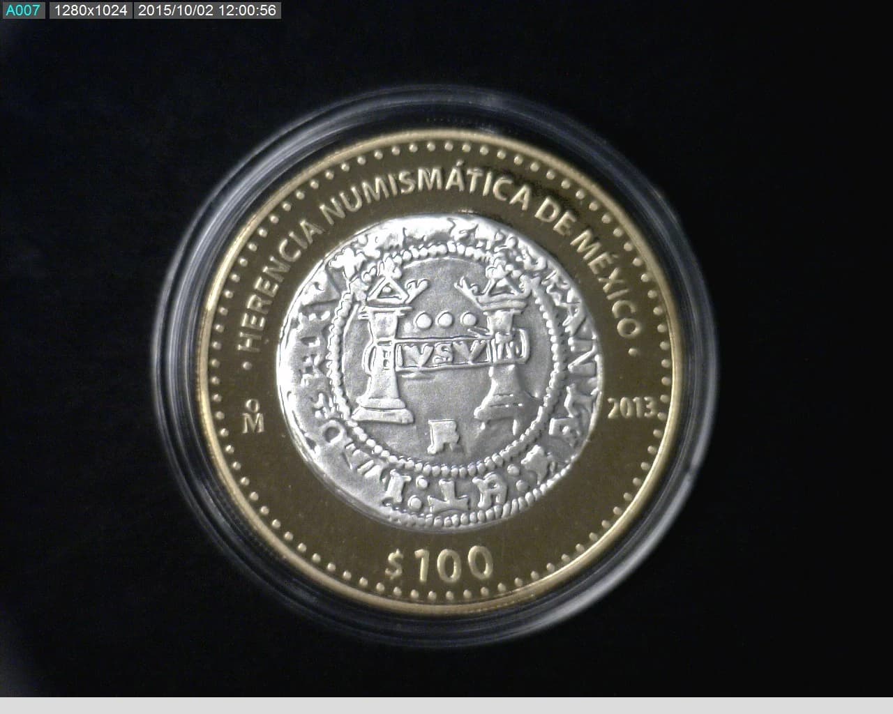 100 Pesos Herencia Numismatica III, Carlos y Juana 3 Reales 2013 - reverso