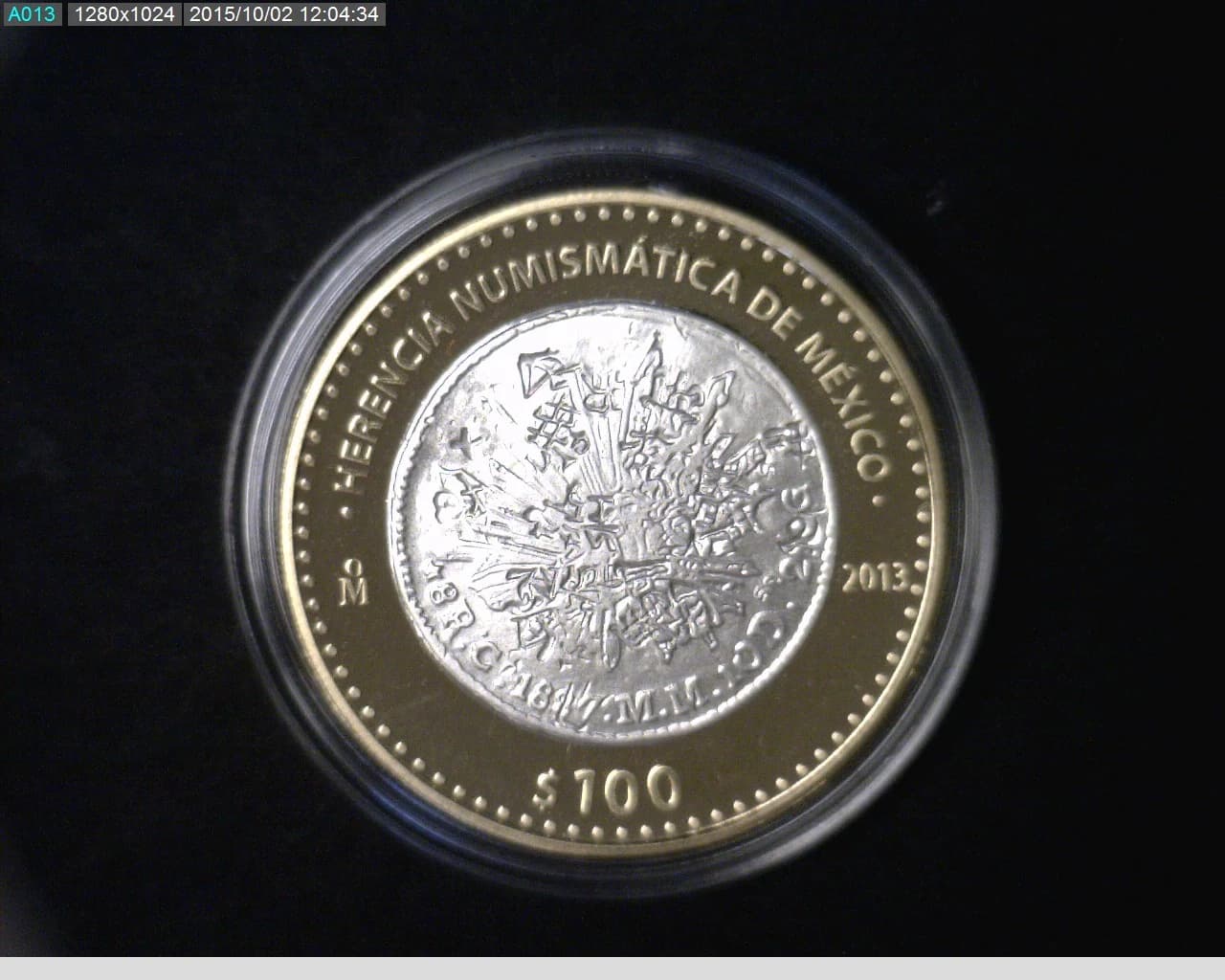 100 Pesos Herencia Numismatica III, 8 Reales Resplandor con Chops 2013 - reverso