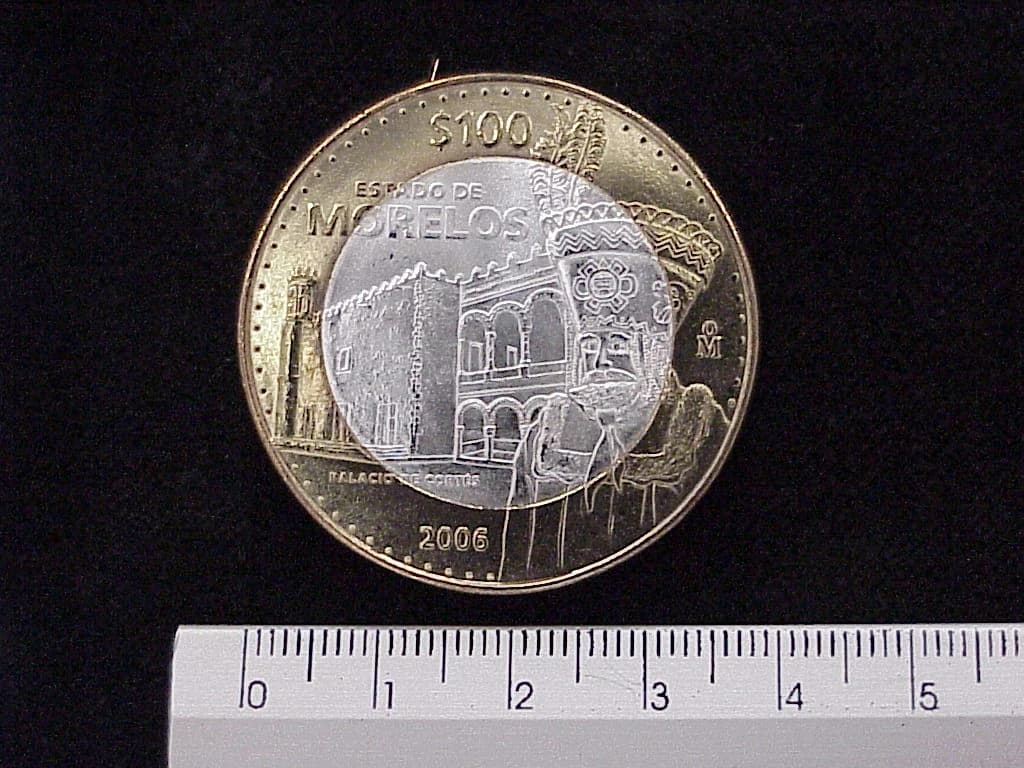 100 Pesos Unión de los Estados Morelos segunda etapa cultural 2006 · Inventario Banxico 21578 (reverso)