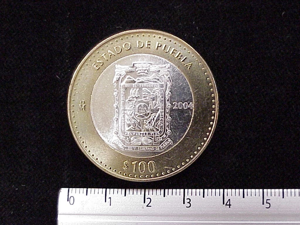 100 Pesos Puebla Escudo 2003 · Inventario Banxico 21270 (reverso)