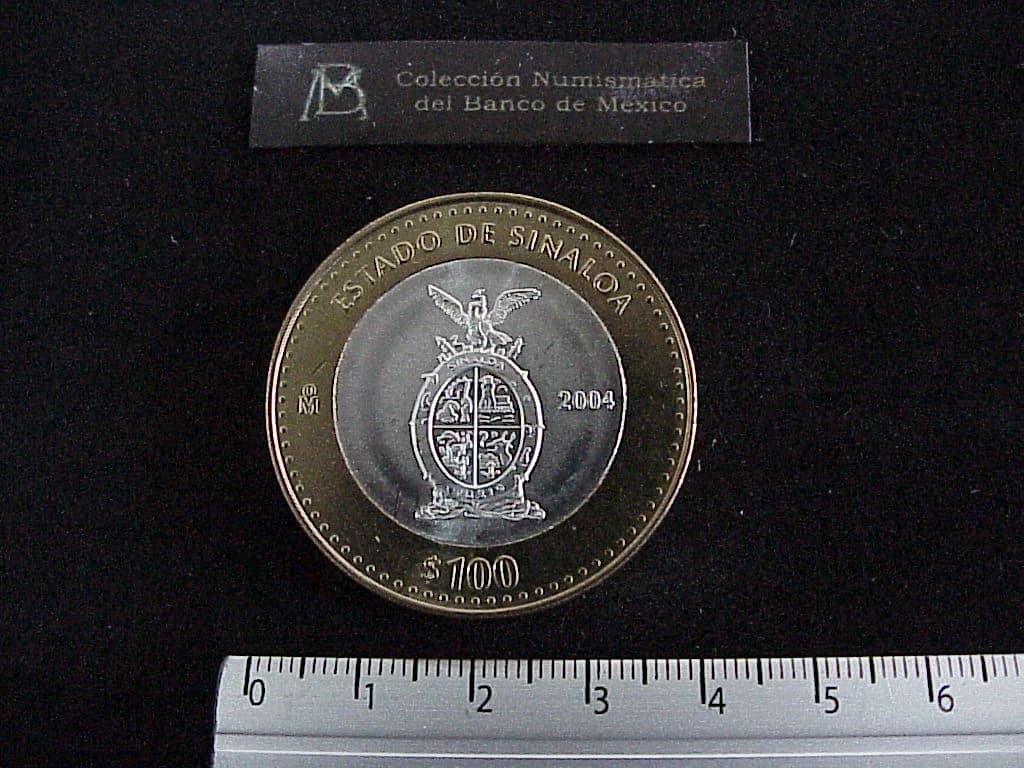 100 Pesos Sinaloa Escudo 2003 · Inventario Banxico 21230 (reverso)