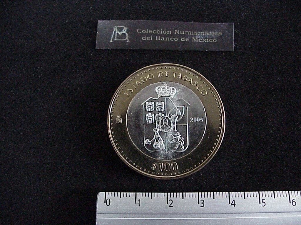 100 Pesos Tabasco Escudo 2003 · Inventario Banxico 21198 (reverso)