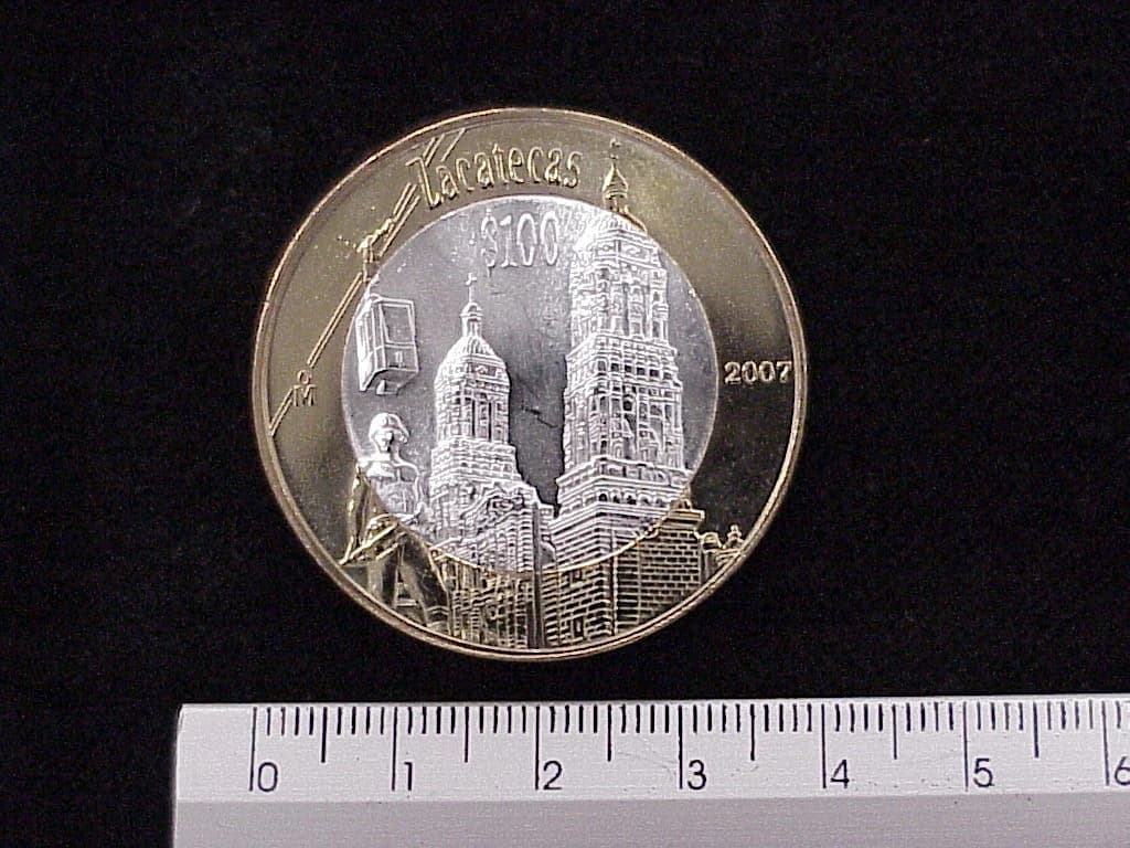 100 Pesos Unión de los Estados Zacatecas segunda etapa cultural 2007 · Inventario Banxico 16157 (reverso)