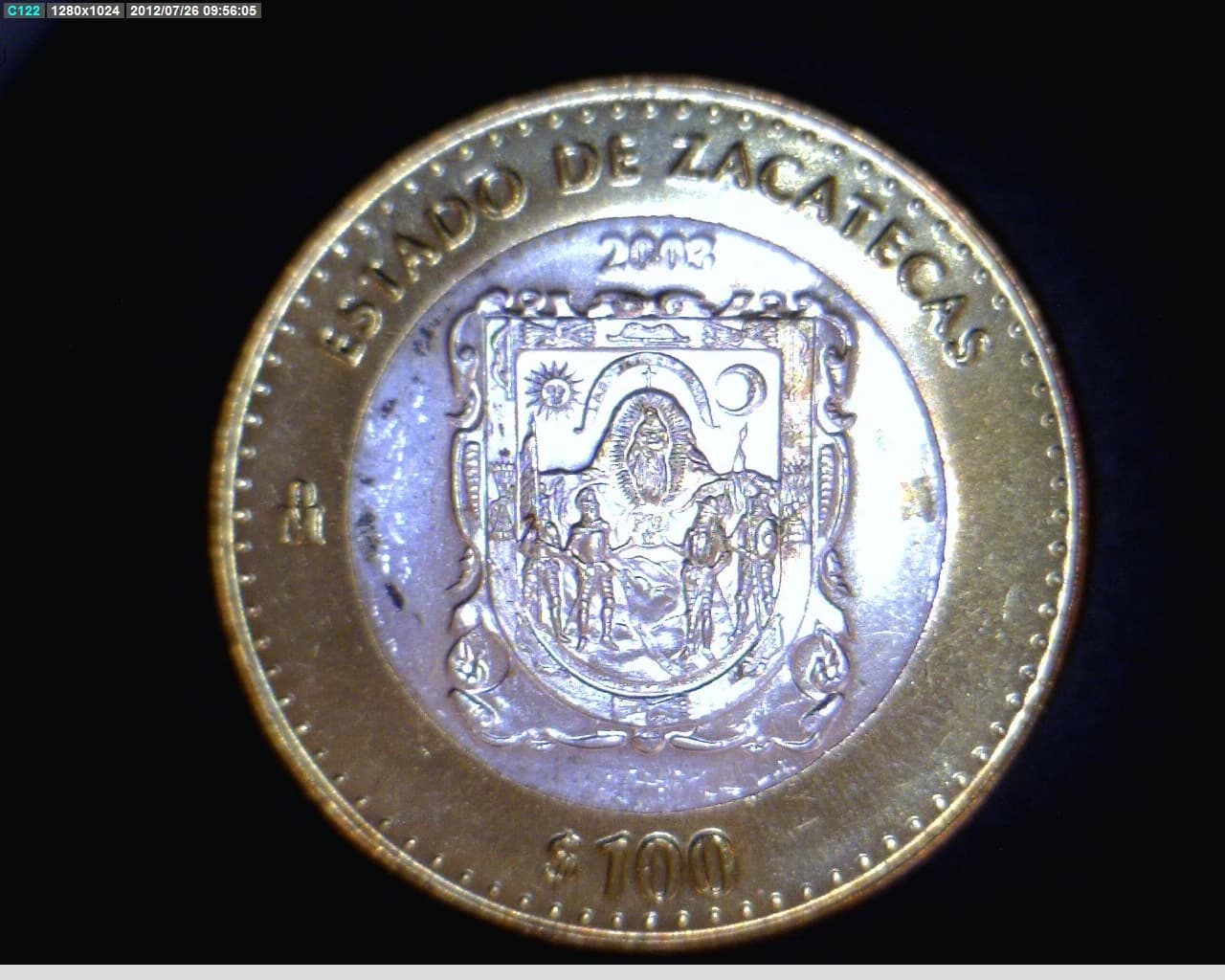 100 Pesos Zacatecas Escudo 2003 · Inventario Banxico 20592 (reverso)