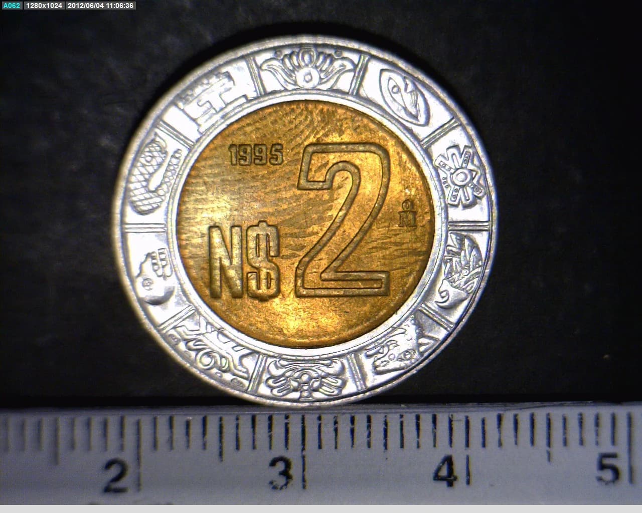 2 Bimetálica 1995 . Inventario Banxico 18986 (reverso)