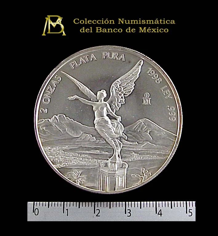 2 oz Libertad Plata 1998 · Inventario Banxico 20864 (reverso)