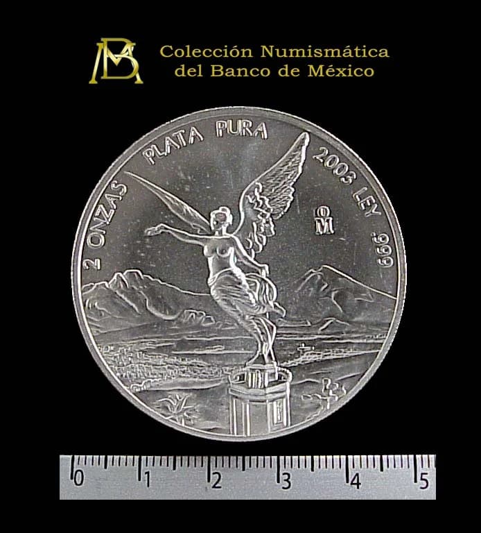 2 oz Libertad Plata 2003 · Inventario Banxico 20865 (reverso)