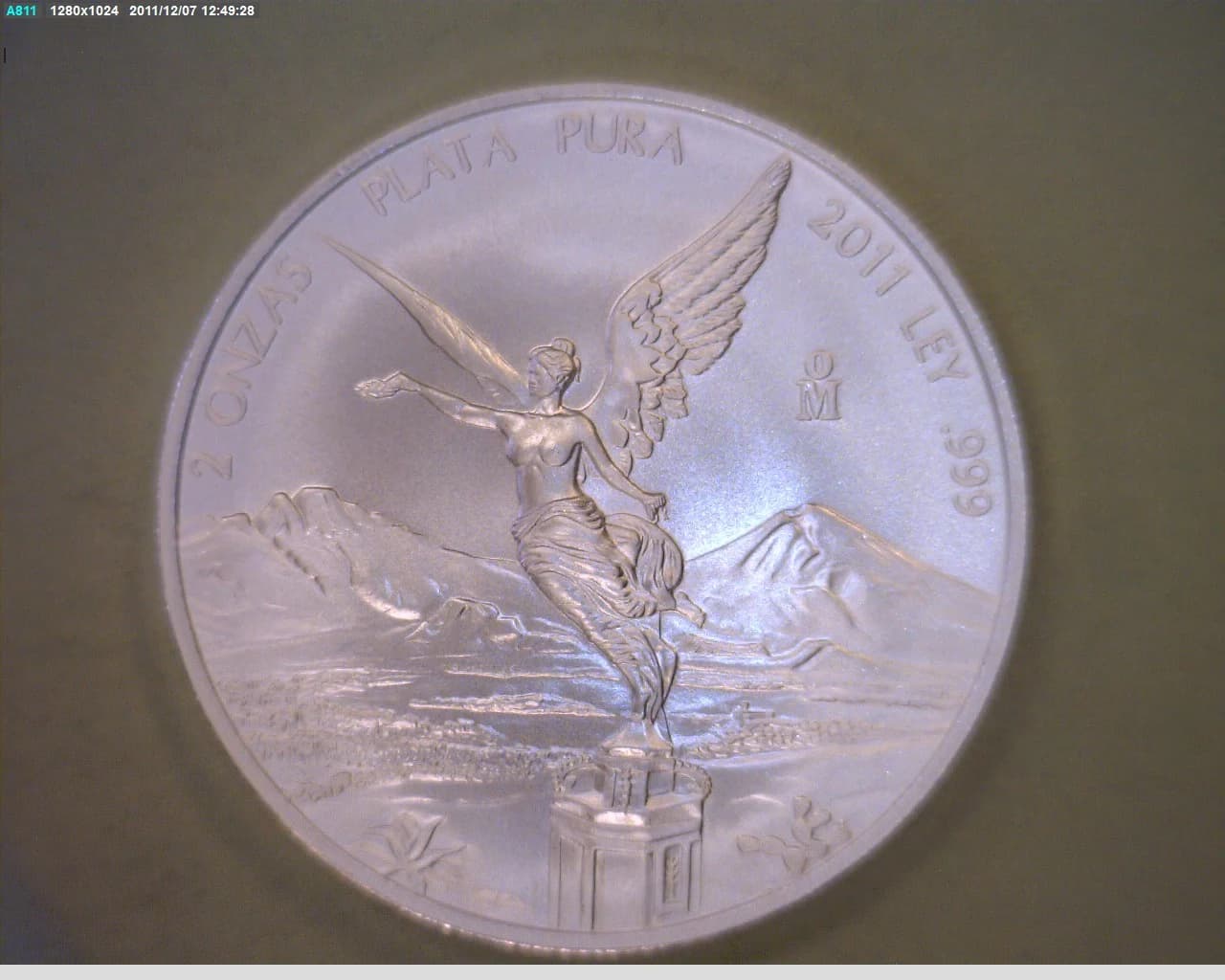 2 oz Libertad Plata 2011 · Inventario Banxico 22703 (reverso)