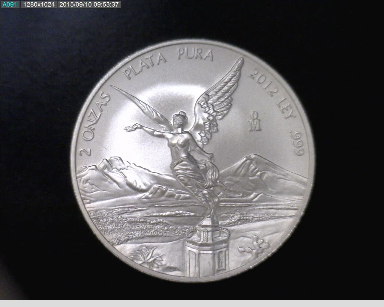 2 oz Libertad Plata 2012 · Inventario Banxico 23016 (reverso)