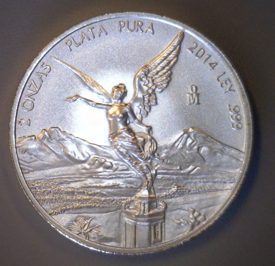 2 oz Libertad Plata 2014 · Inventario Banxico 23722 (reverso)
