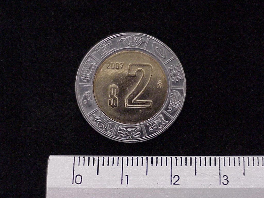 2 Bimetálica 2007 . Inventario Banxico 21700 (reverso)