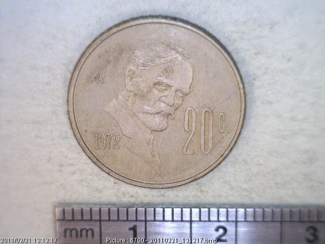 20 Cuproníquel 1972 . Inventario Banxico 15149 (reverso)