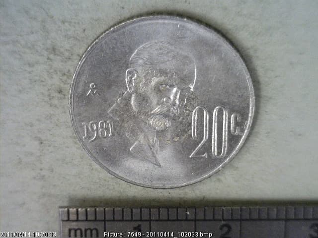 20 Cuproníquel 1981 . Inventario Banxico 15841 (reverso)