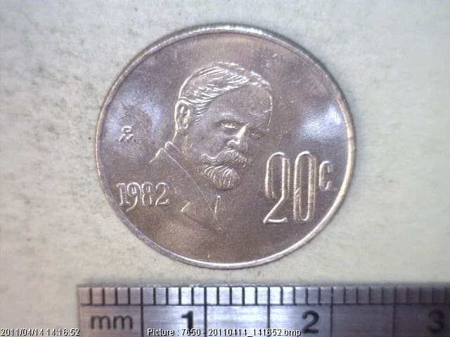 20 Cuproníquel 1982 . Inventario Banxico 15893 (reverso)