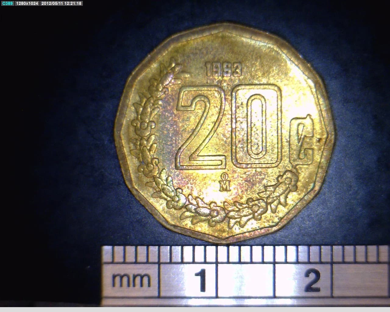 20 Bronce Aluminio 1993 . Inventario Banxico 18568 (reverso)