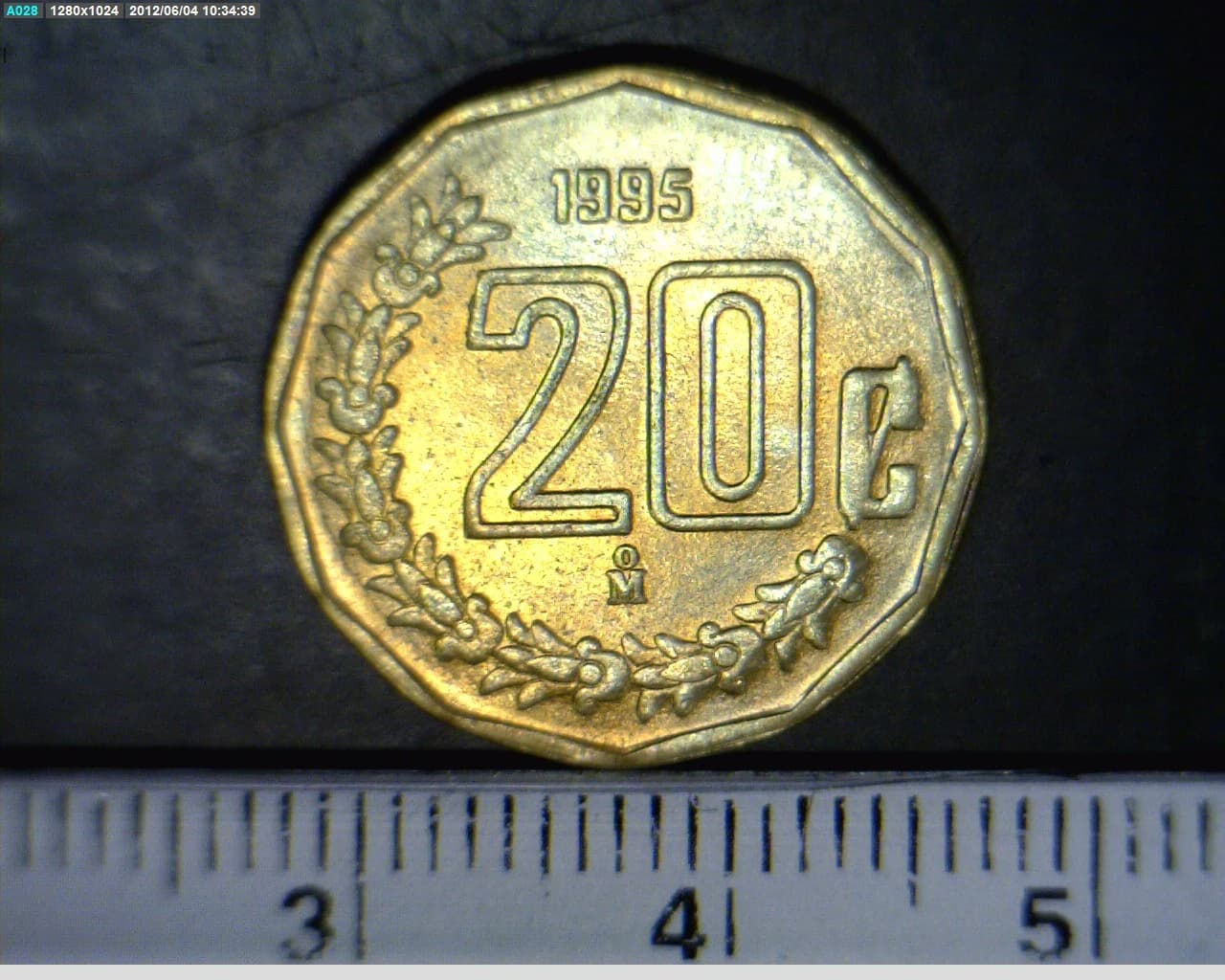 20 Bronce Aluminio 1995 . Inventario Banxico 19000 (reverso)