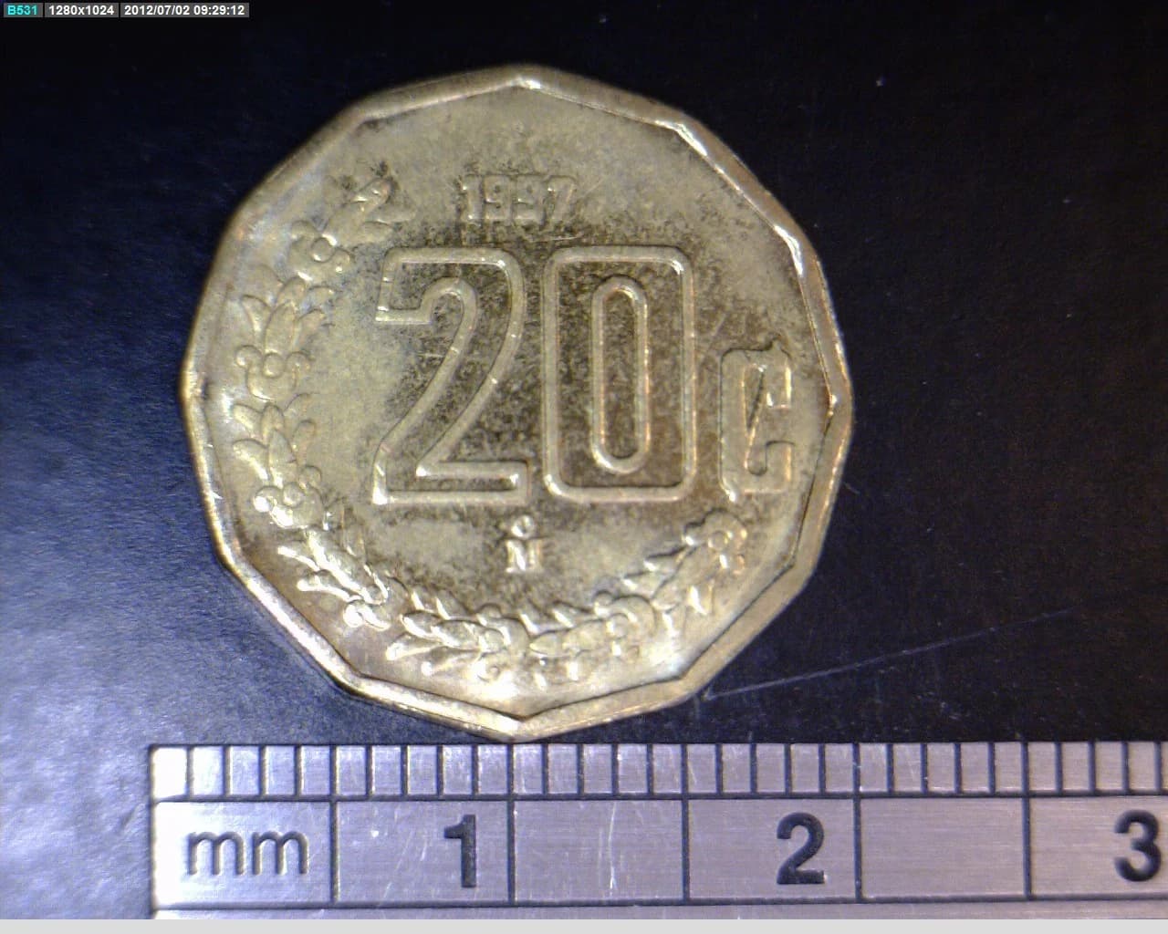 20 Bronce Aluminio 1997 . Inventario Banxico 20033 (reverso)
