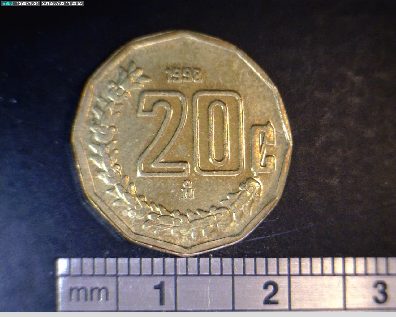 20 Centavos Bronce Aluminio 1998 · Reverso