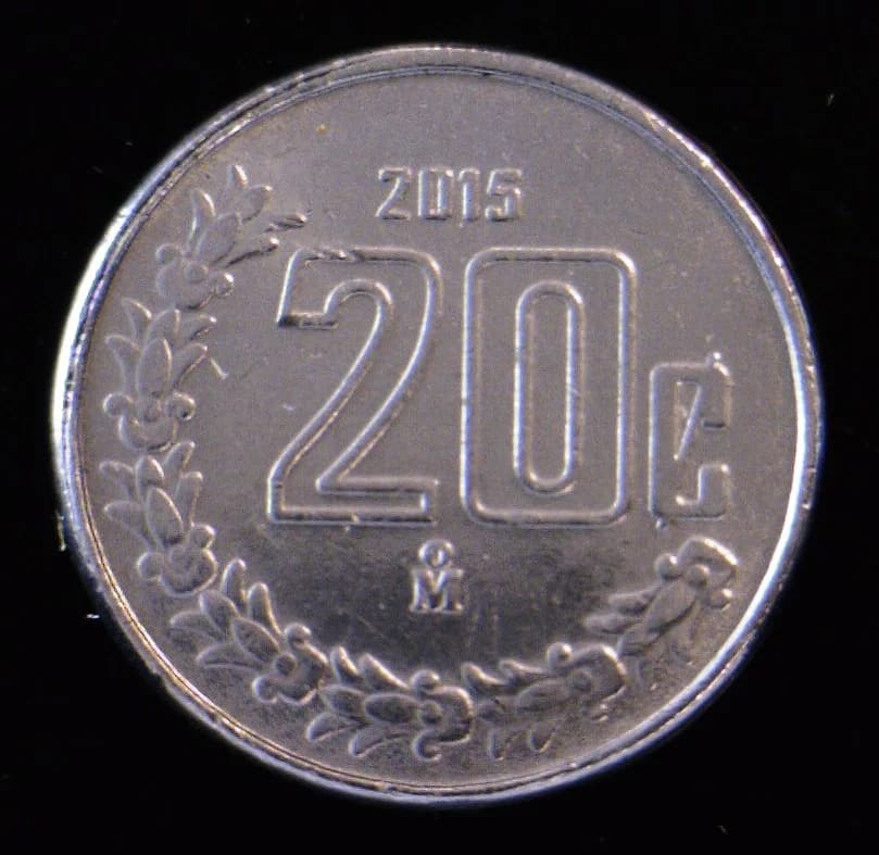 20 Centavos Acero inoxidable 2015 · Reverso