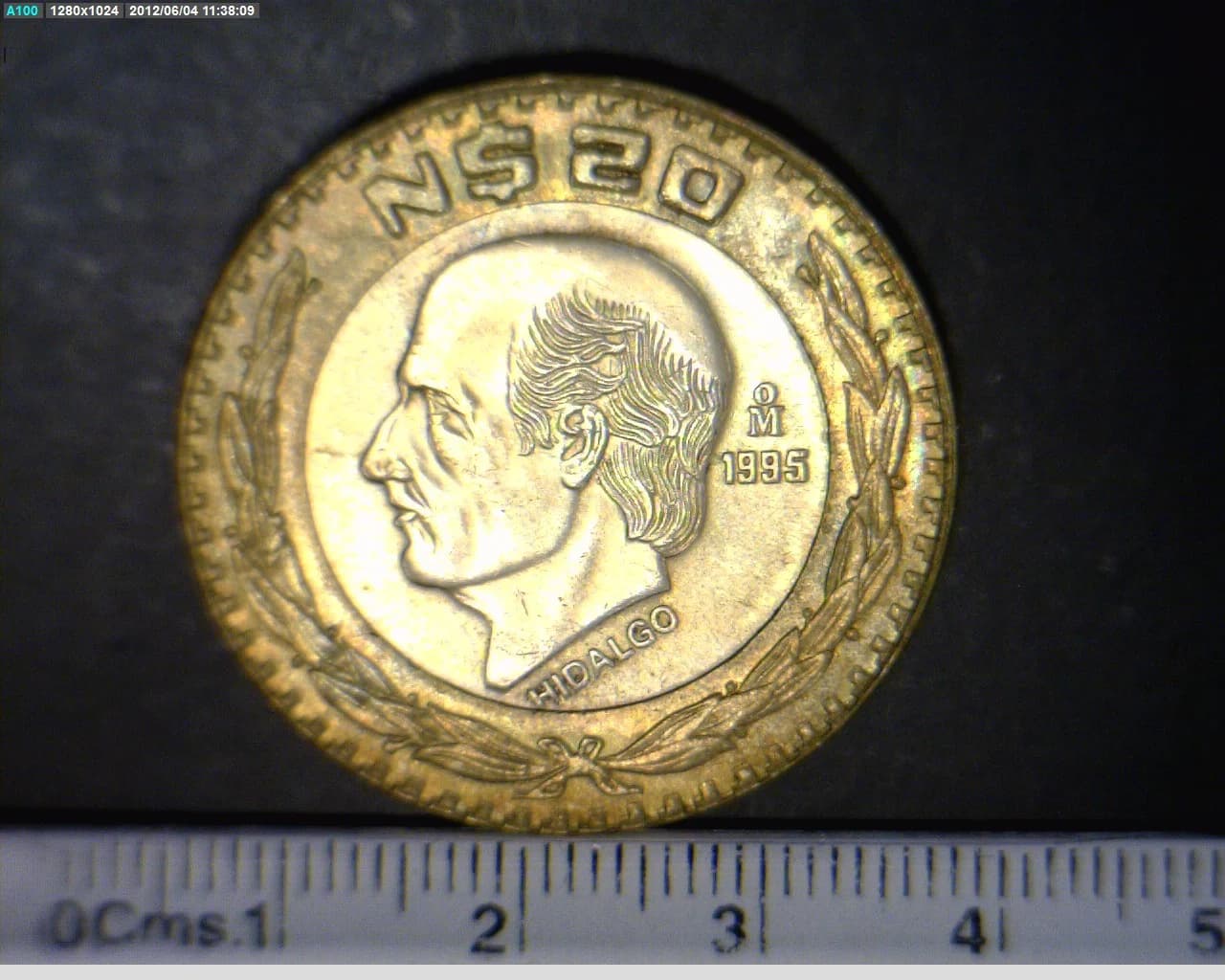 20 Nuevos Pesos Hidalgo 1995 · Inventario Banxico 18975 (reverso)