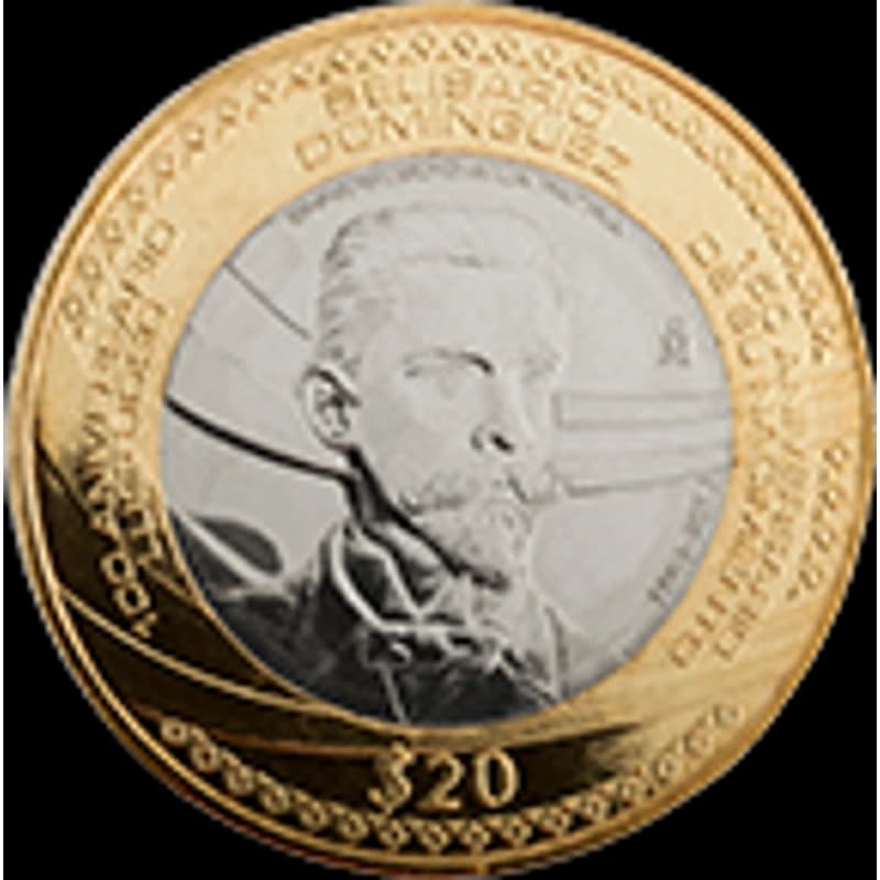Moneda 20 pesos 150 aniversario del natalicio y 100 aniversario luctuoso de Belisario Domínguez — reverso