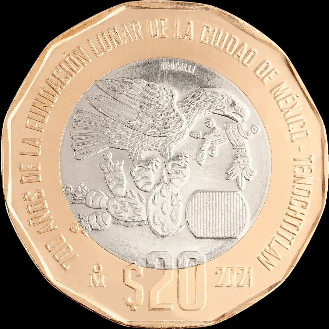 Reverso — 700 años de la fundación lunar de México-Tenochtitlan