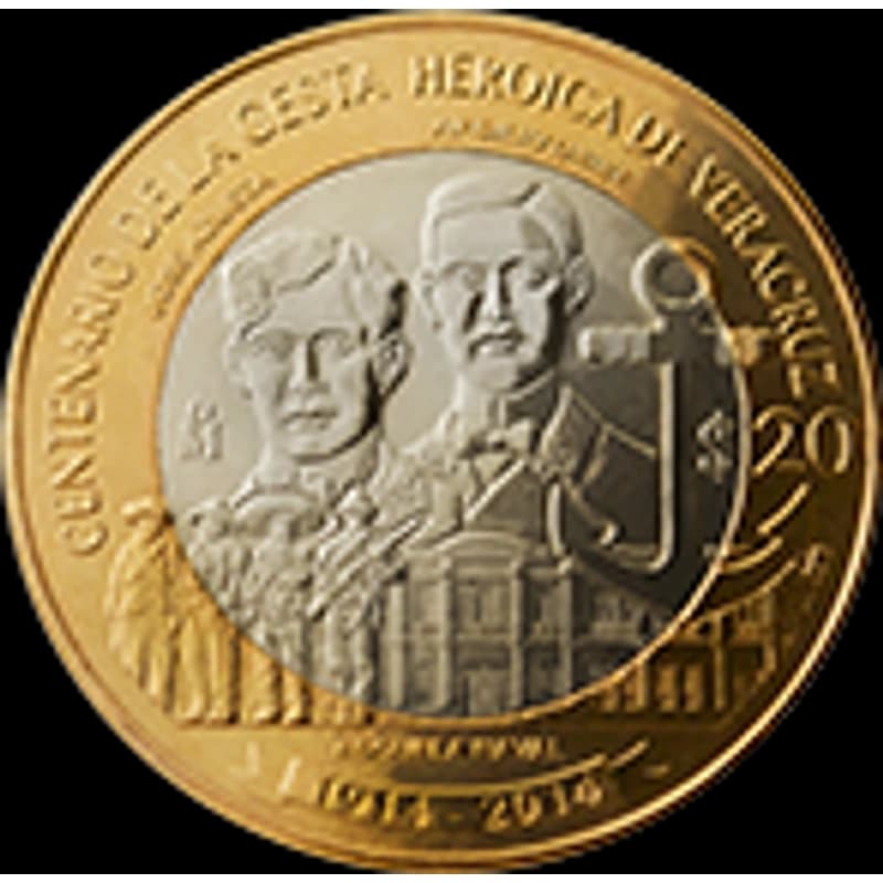Moneda 20 pesos Centenario de la gesta heroica de Veracruz — reverso