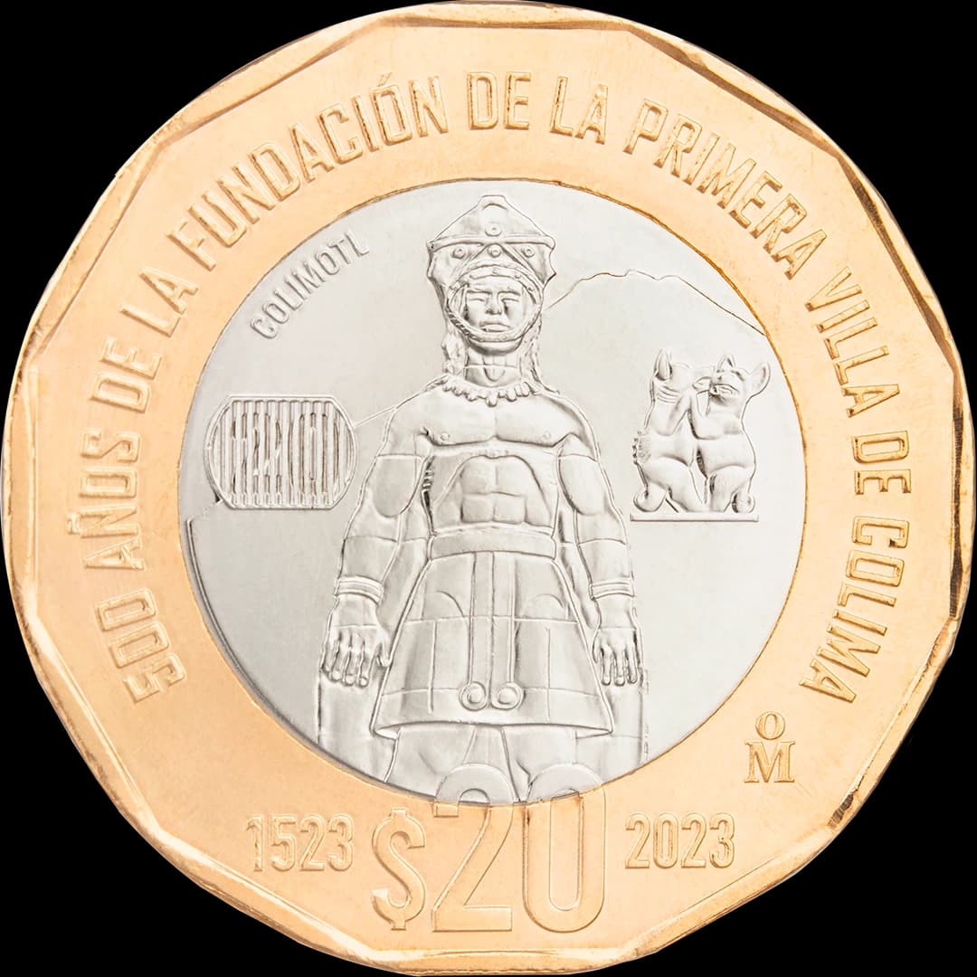Reverso (HD prensa) — $20 — Conmemorativa de los 500 años de la fundación de la primera Villa de Colima