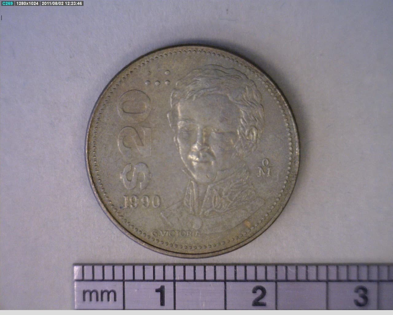 20 Pesos Cuauhtémoc Bronce Aluminio 1990 (reverso)