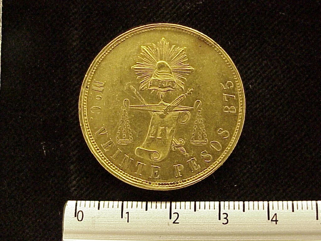 20 Pesos Decimal 1870 · Reverso