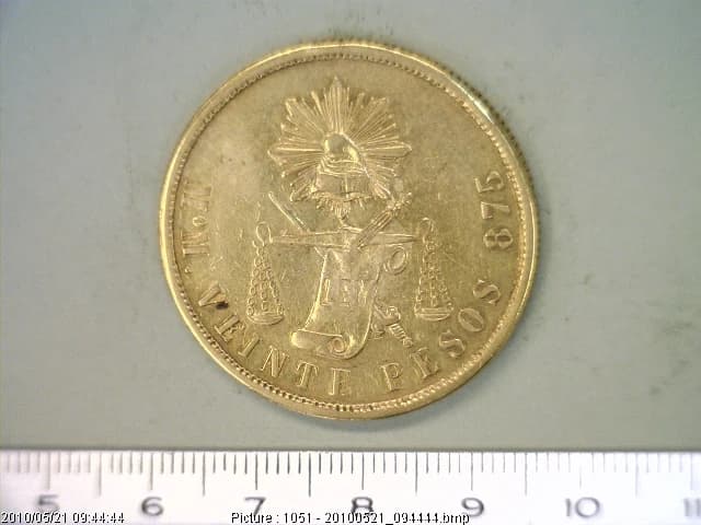 20 Pesos Decimal 1873 · Reverso