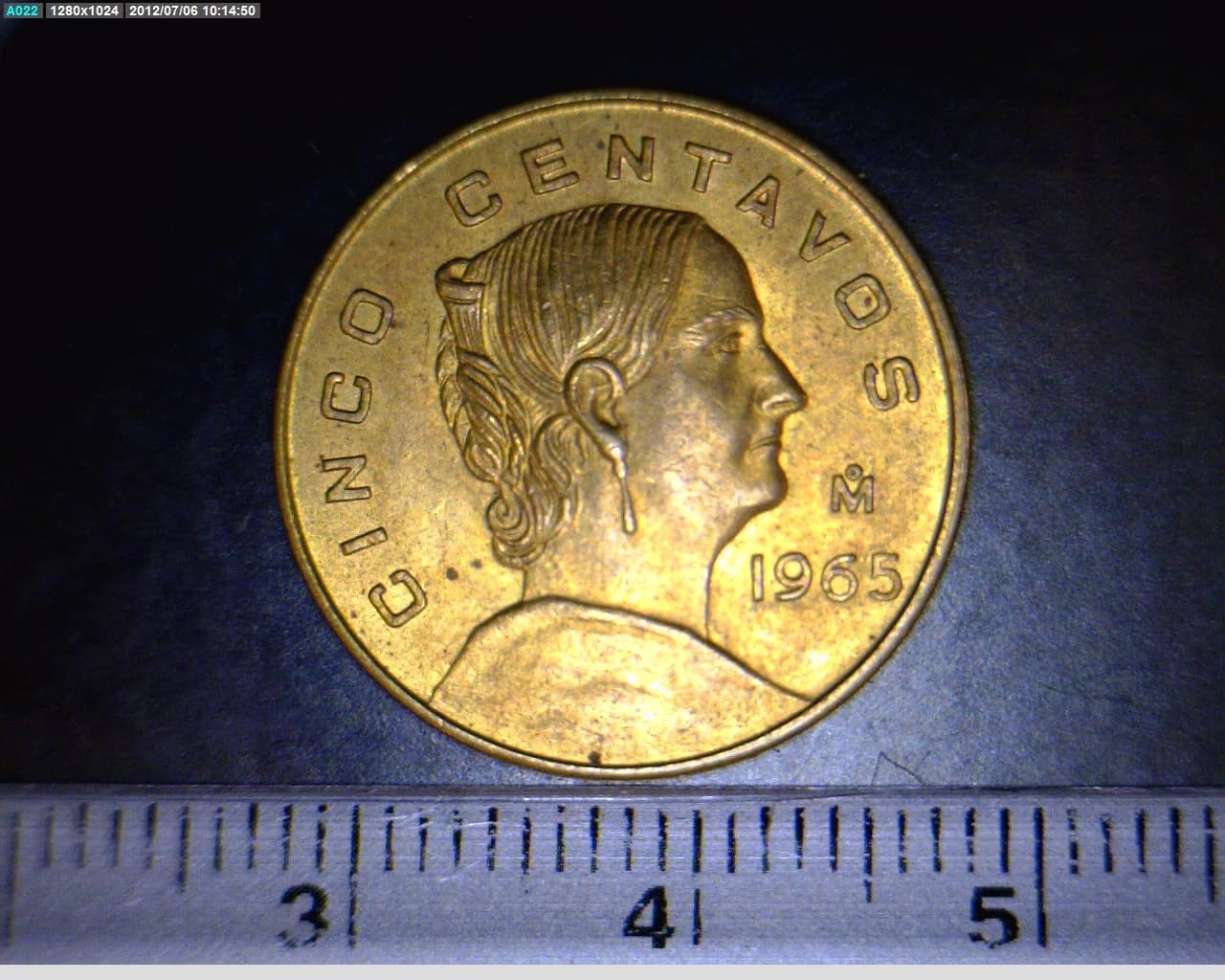 5 Centavos Latón 1965 (reverso)