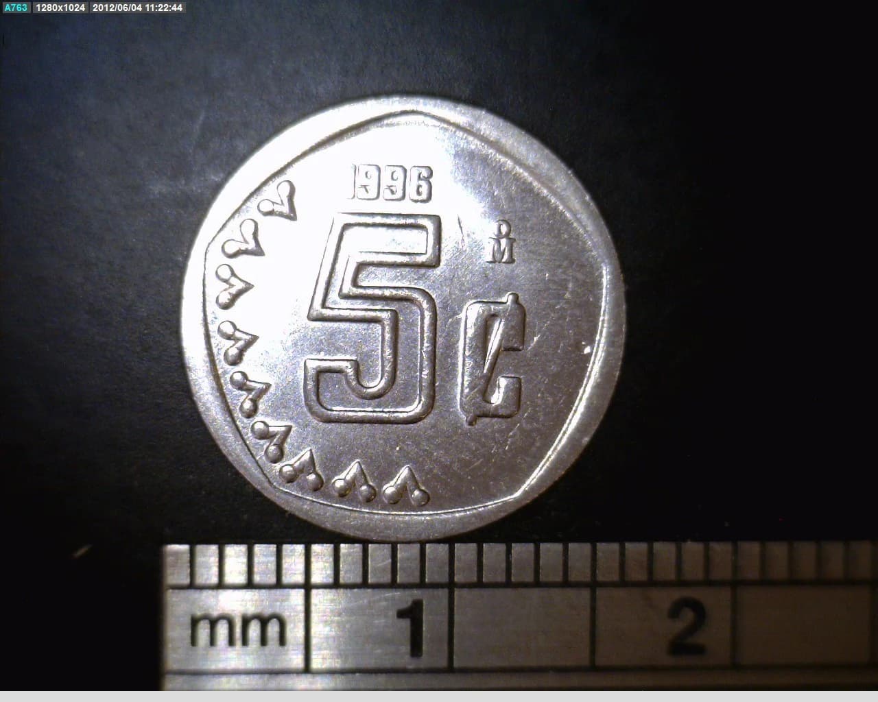 5 Acero inoxidable 1996 . Inventario Banxico 19040 (reverso)