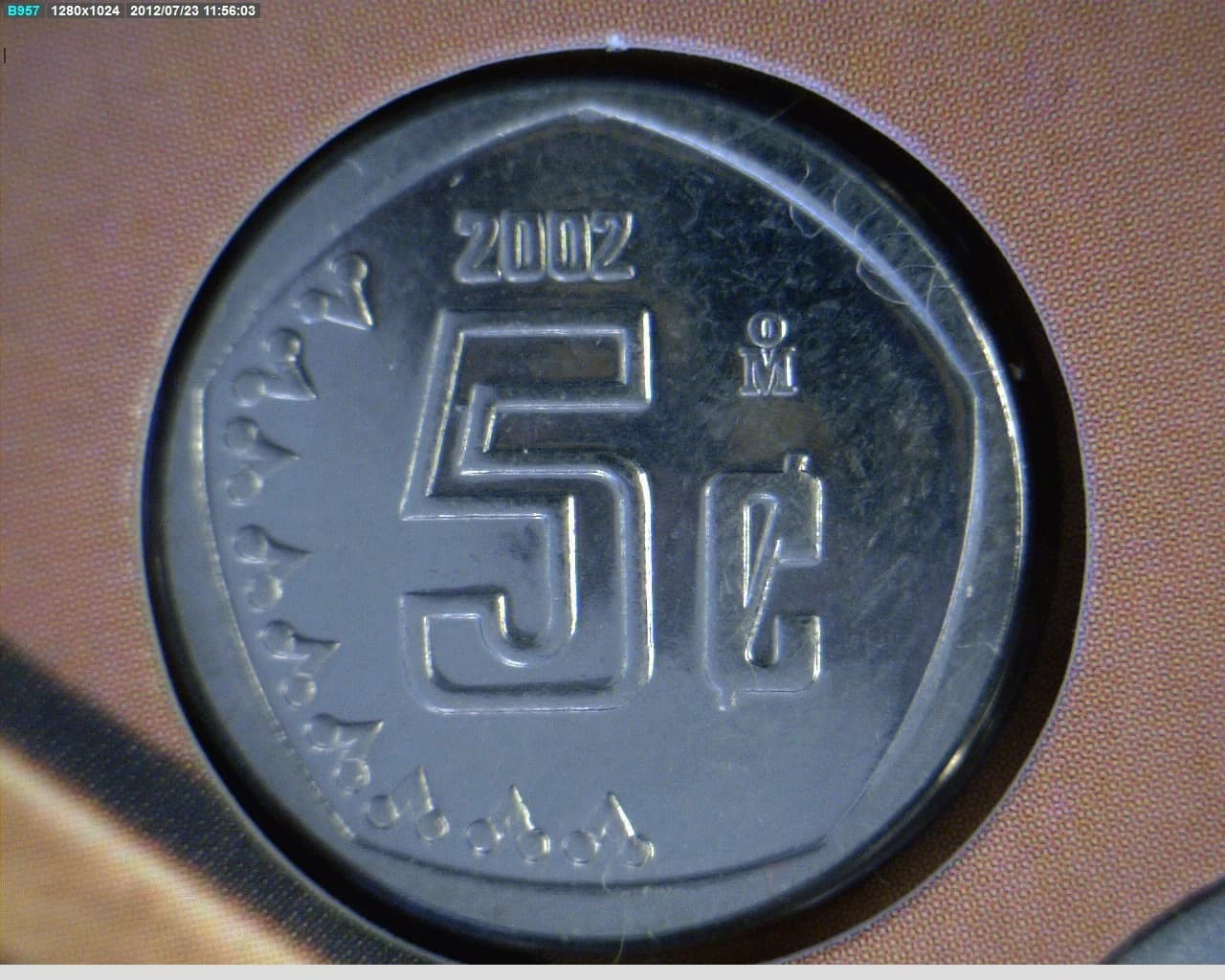 5 Centavos Acero inoxidable 2002 · Reverso