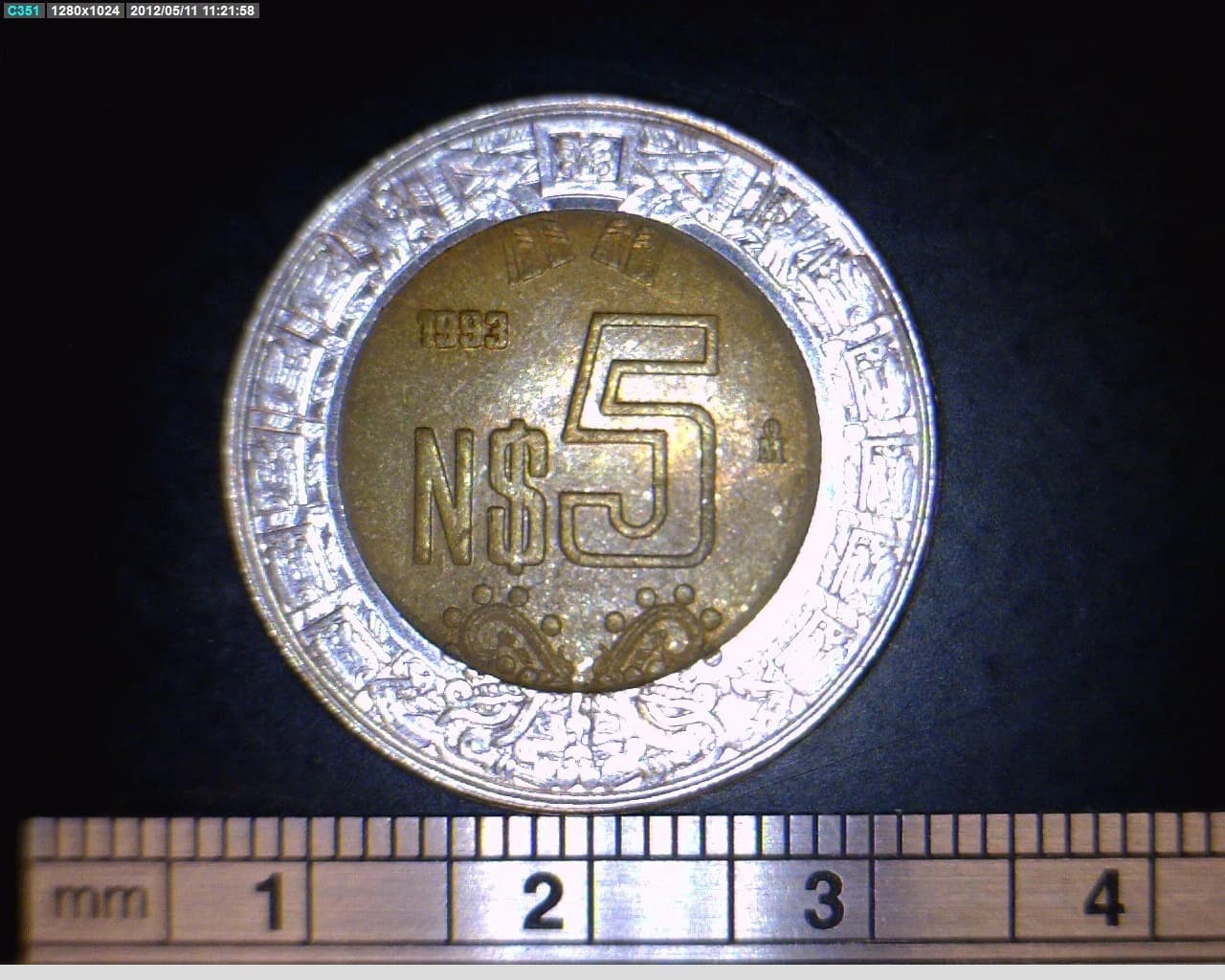 5 Bimetálica 1993 . Inventario Banxico 18548 (reverso)