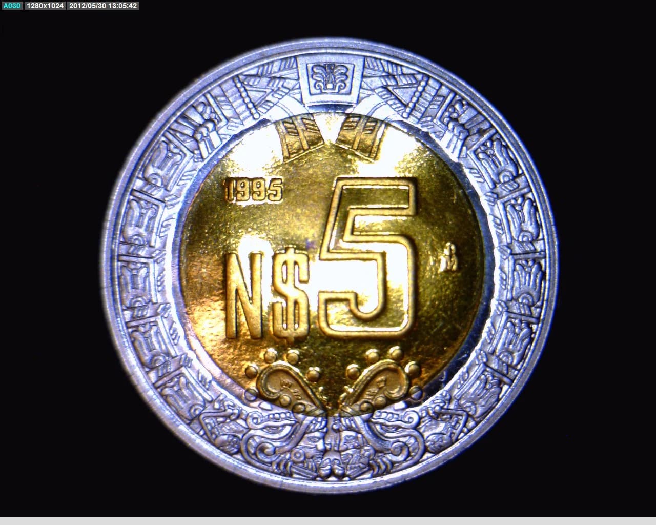 5 Bimetálica 1995 . Inventario Banxico 19064 (reverso)