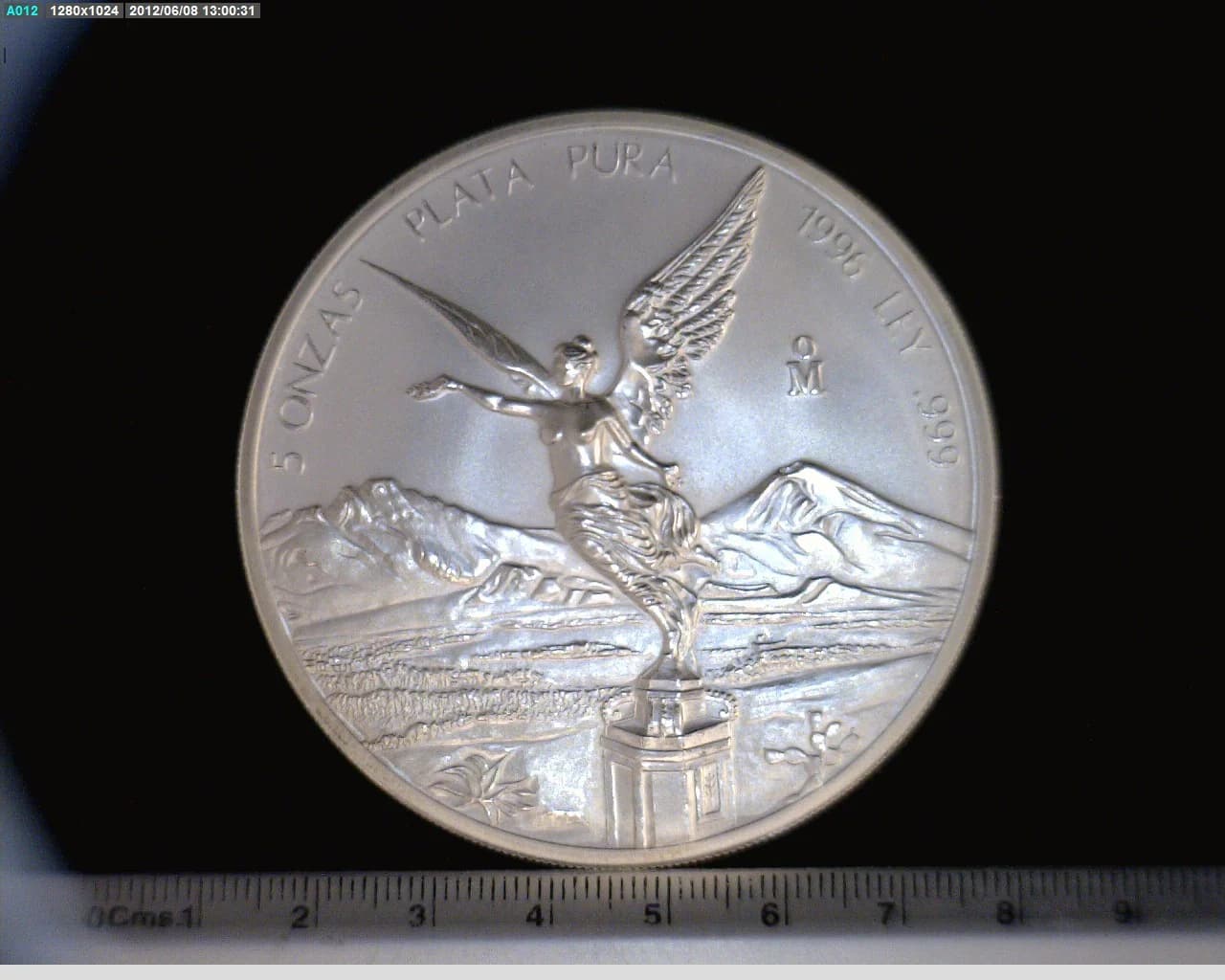 5 oz Libertad Plata 1996 · Inventario Banxico 19199 (reverso)