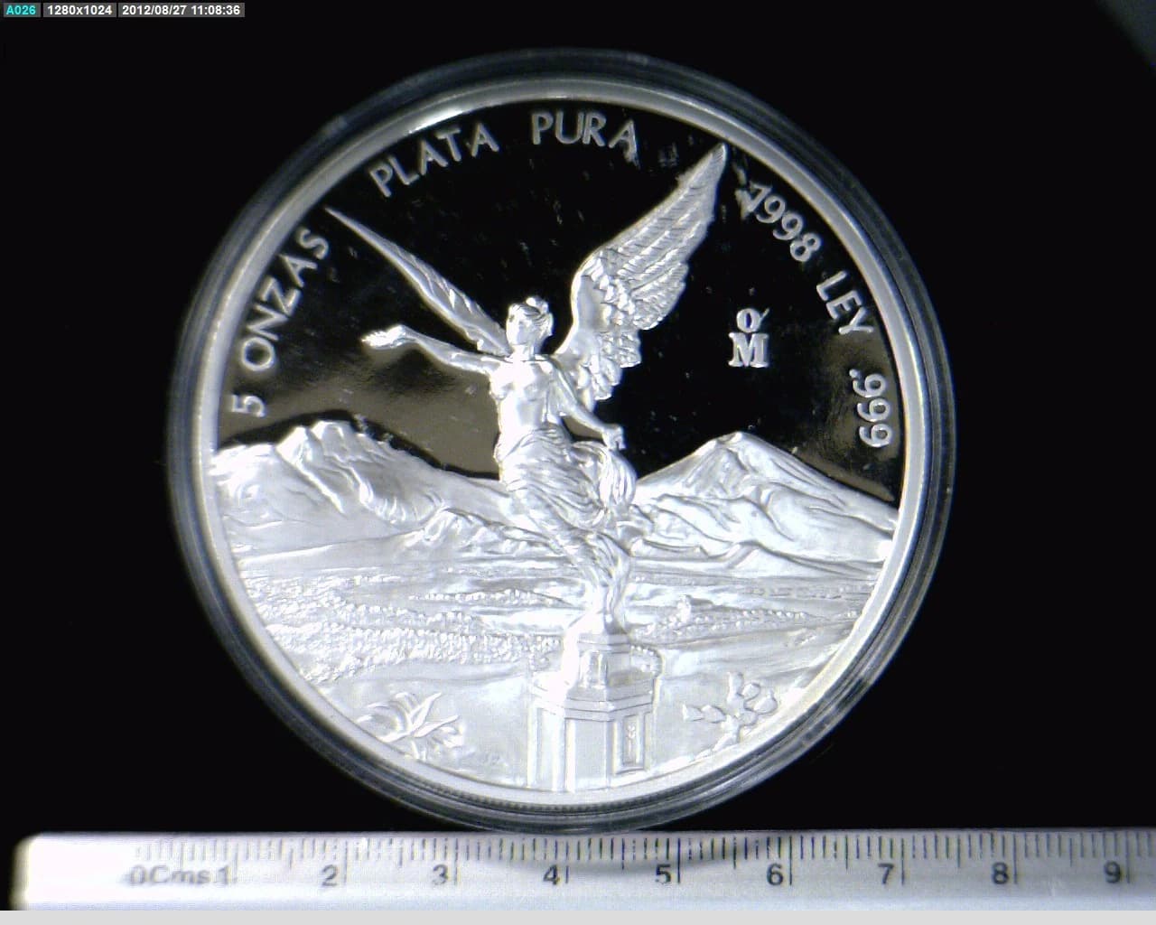 5 oz Libertad Plata 1998 · Inventario Banxico 20976 (reverso)