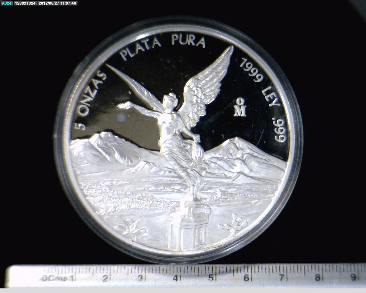 5 oz Libertad Plata 1999 · Inventario Banxico 20977 (reverso)
