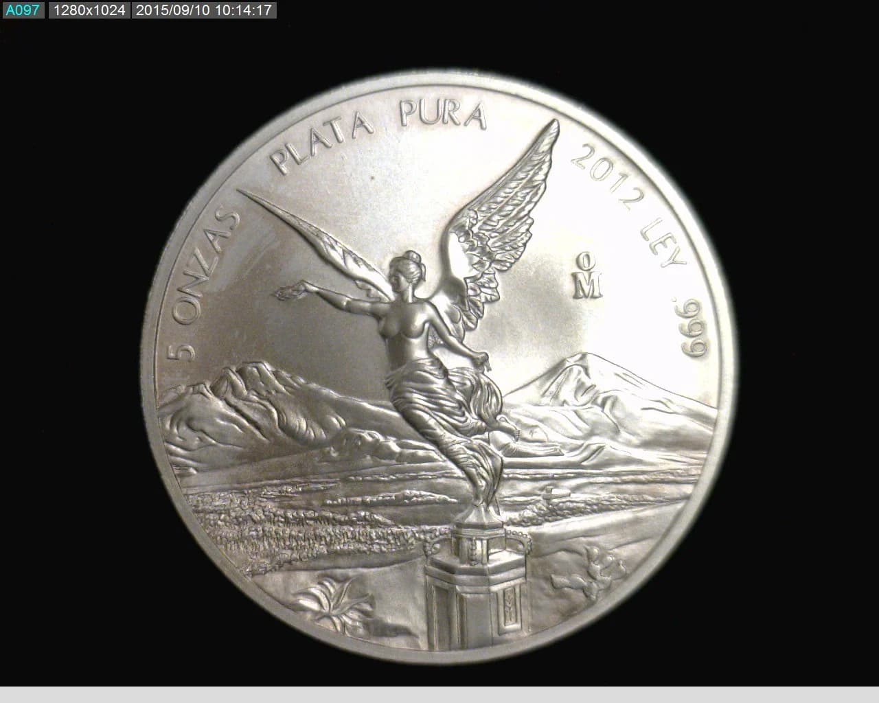 5 oz Libertad Plata 2012 · Inventario Banxico 23019 (reverso)