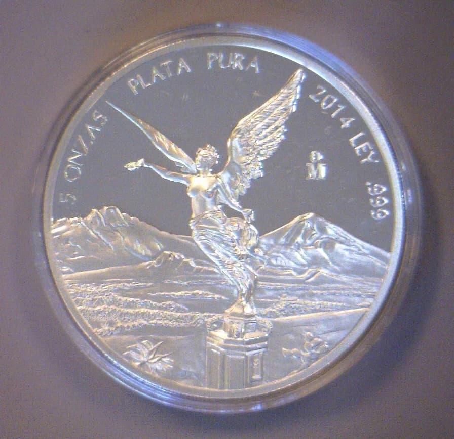 5 oz Libertad Plata 2014 · Inventario Banxico 23691 (reverso)