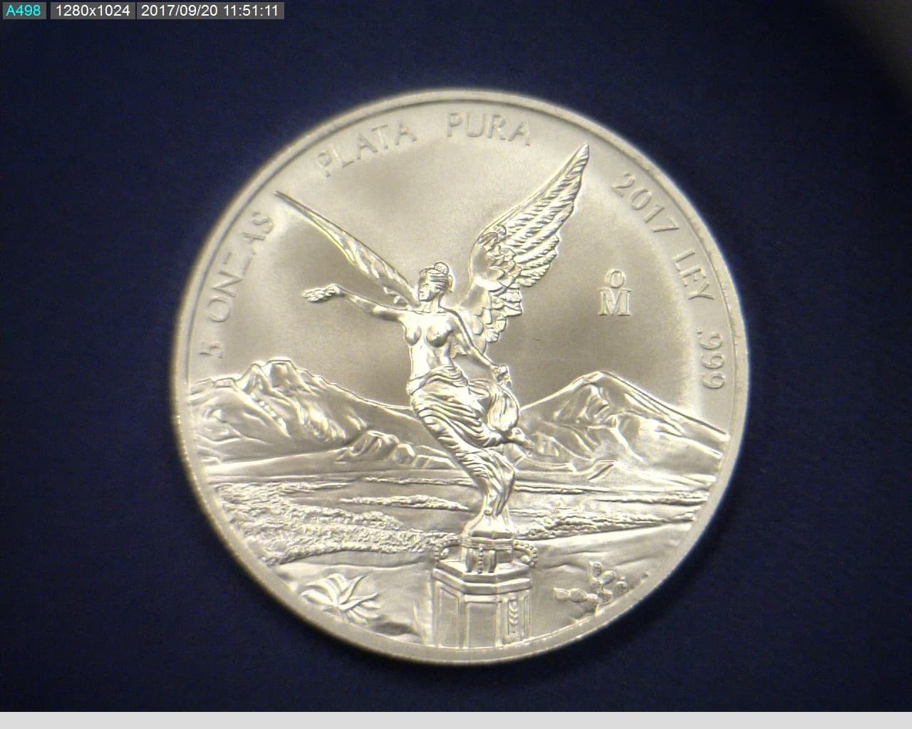 5 oz Libertad Plata 2017 · Inventario Banxico 23897 (reverso)