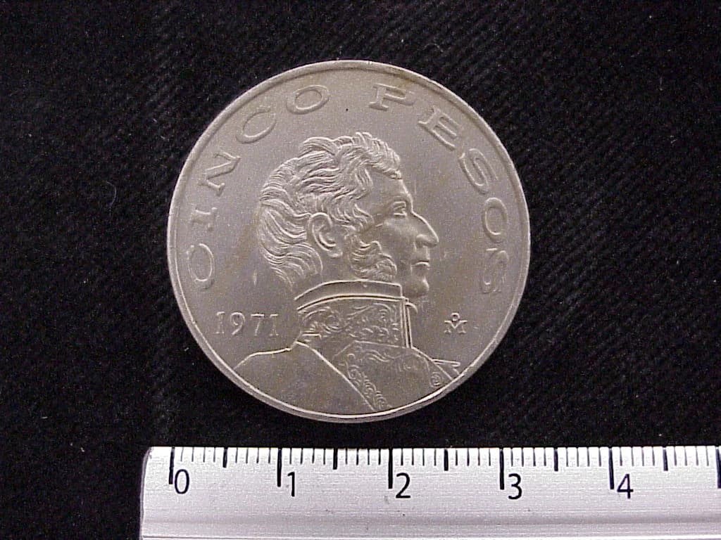 5 Pesos Cuproníquel 1971 (reverso)